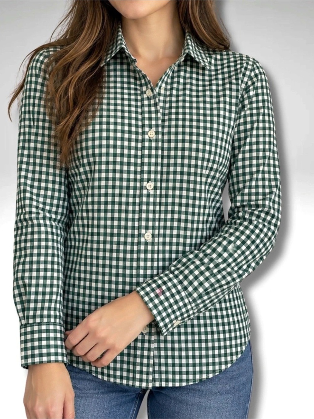 Taylor Stitch Green Gingham Button-Up Shirt Custom Tailored Made in USA